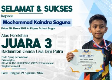 Ananda Mochammad Kaindra Saguna Raih Juara 3 Badminton Ganda Usia Dini Putra Tingkat Nasional
