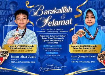 Siswa Al-Fityan Raih Prestasi Gemilang di Ajang Kejuaraan Gubernur KalBar Taekwondo Open Championship 3 Tahun 2026